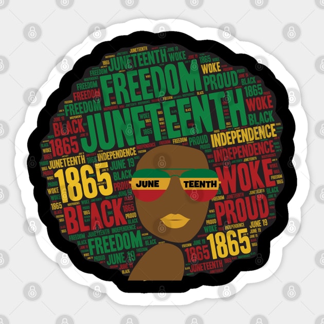Juneteenth Black Woman Afro Sticker by blackartmattersshop